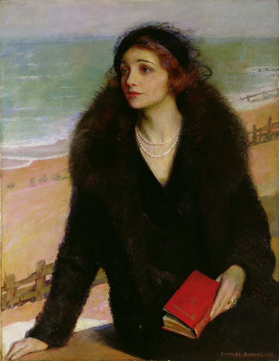 Retrato de Ursula Bloom (1892-1984) en el paseo marítimo de Walton-on-the-Naze de Charles A. Buchel