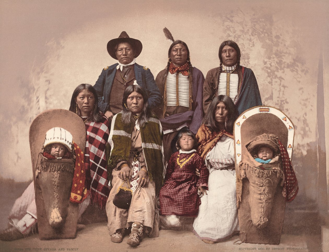 Jefe Ute Severo y Familia de Charles A. Nast, Detroit Photographic Company
