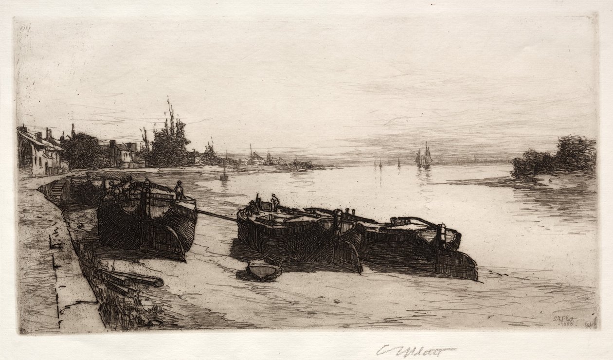 Barcos de barro en el Támesis, 1883 de Charles Adams Platt