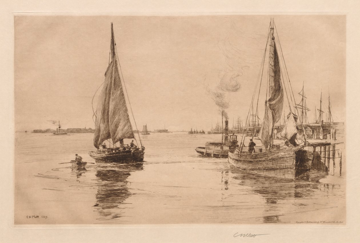 Dos balandros en el East River, 1889 de Charles Adams Platt
