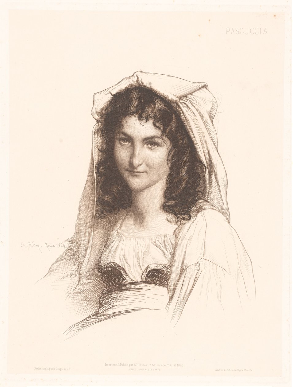 Retrato de una mujer italiana Pascuccia (título sobre objeto) Retratos de mujeres italianas (título de la serie) de Charles Alphonse Paul Bellay