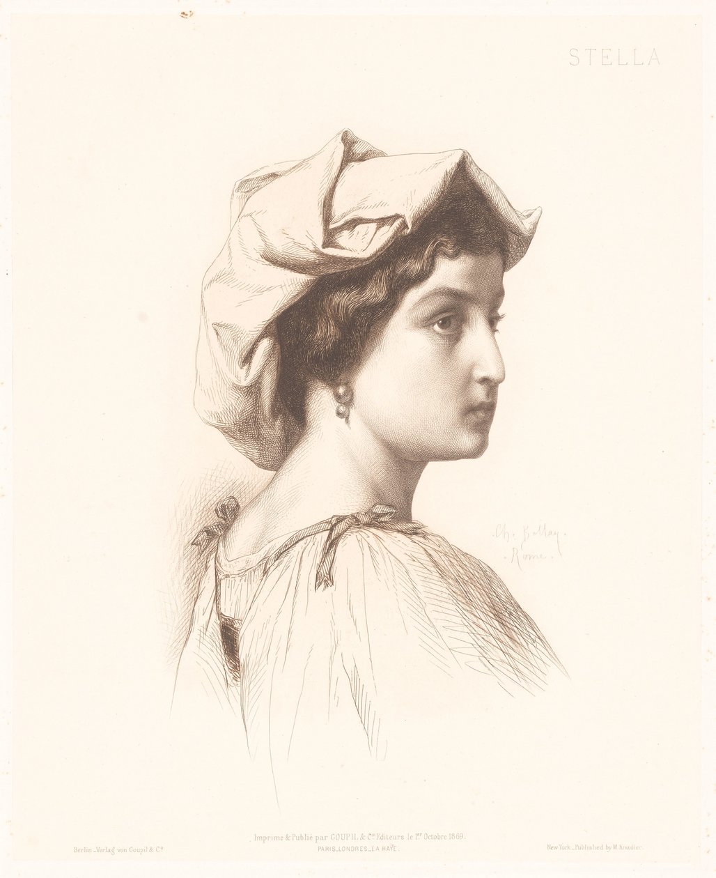 Retrato de una mujer italiana Stella (título sobre el objeto) Retratos de mujeres italianas (título de la serie) de Charles Alphonse Paul Bellay