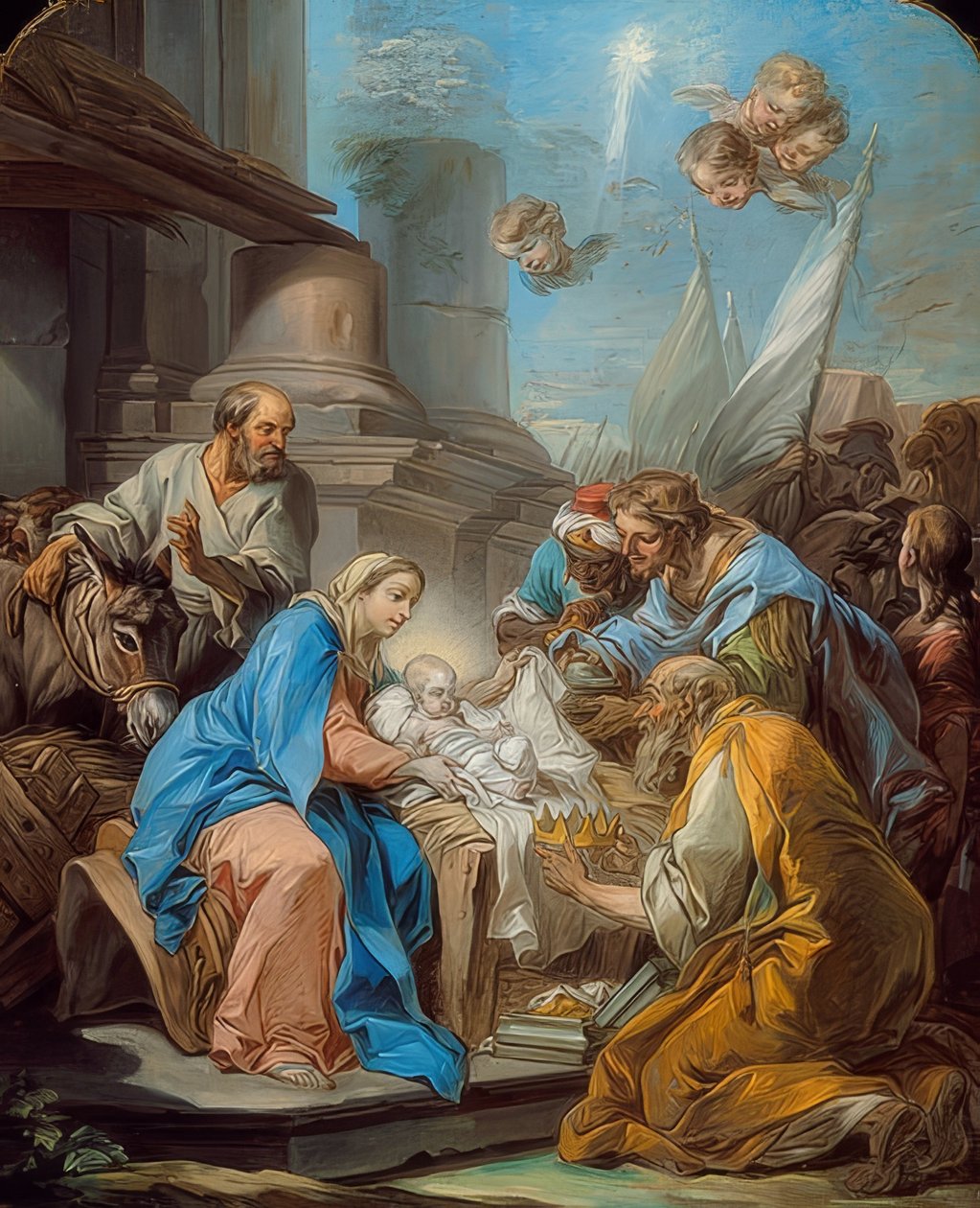 Adoración de los Reyes. Alrededor de 1760 de Charles André van Loo
