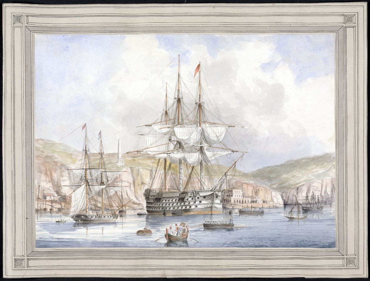 Vista en Malta - Pintura de Charles Andrew Dyce (1816-1853), acuarela sobre papel (25,1x34,9 cm), hacia 1849 - Universidad de Yale (EEUU) de Charles Andrew Dyce