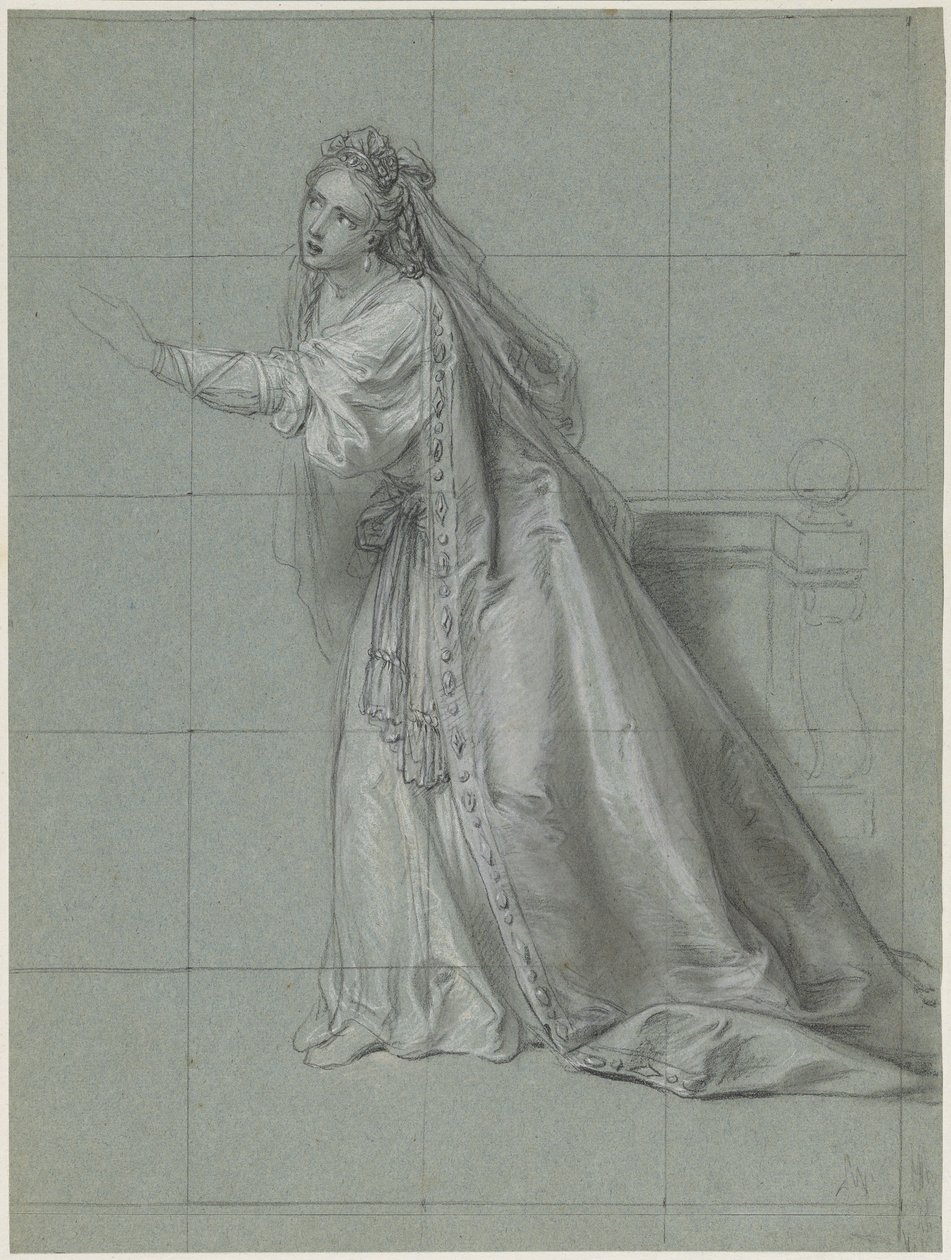 Estudio de una mujer (Rodugune) girada hacia la izquierda de Charles Antoine Coypel