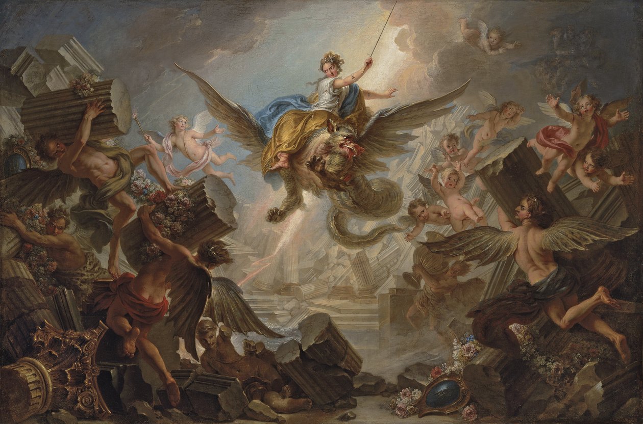 La destrucción del palacio de Armida, 1737 de Charles Antoine Coypel