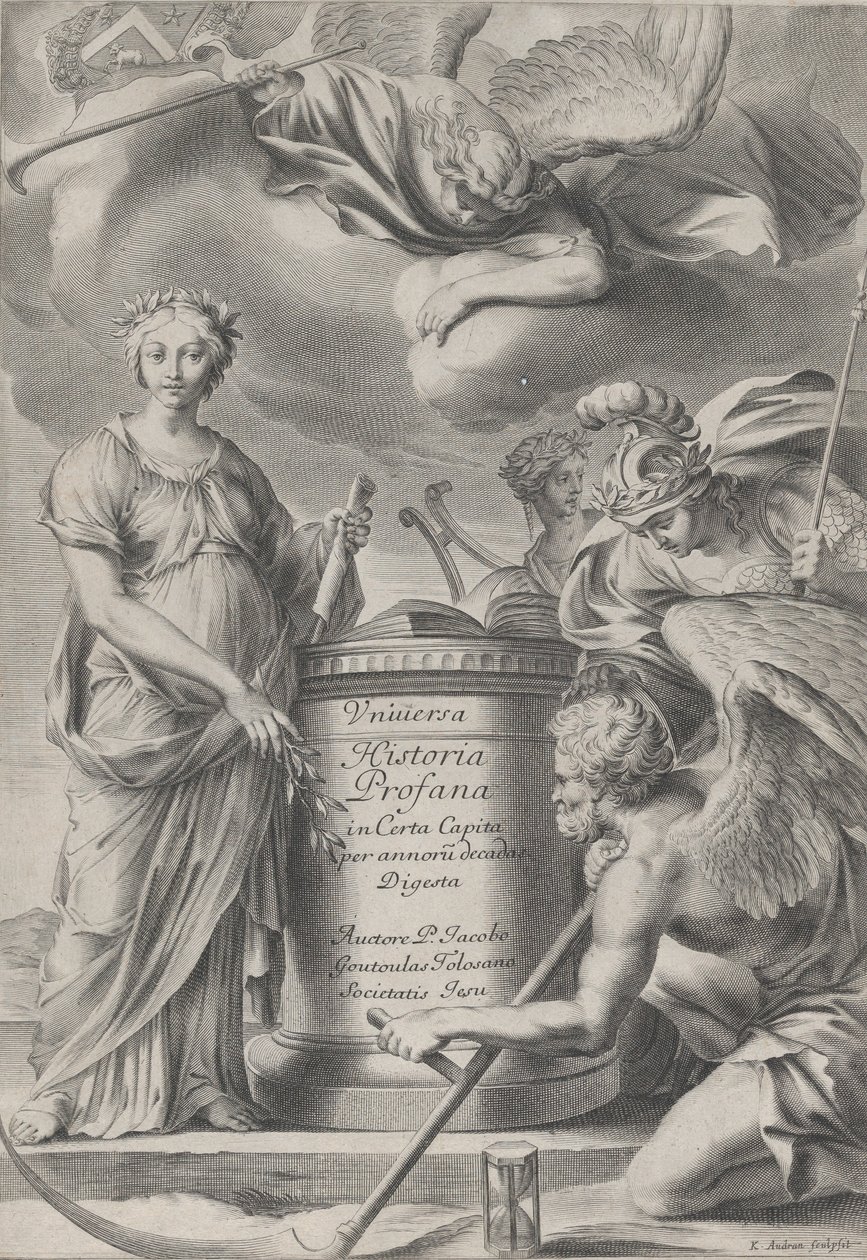 Frontispicio para Vnuiersa Historia Profana, ca. 1630-70 de Charles Audran