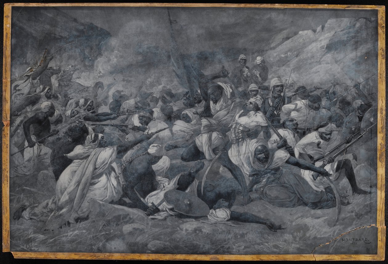La derrota del ejército egipcio bajo Hicks Pasha por las fuerzas del Mahdi Muhammad Ahmad en El Obeid, 5 de noviembre de 1883 de Charles Auguste Loye