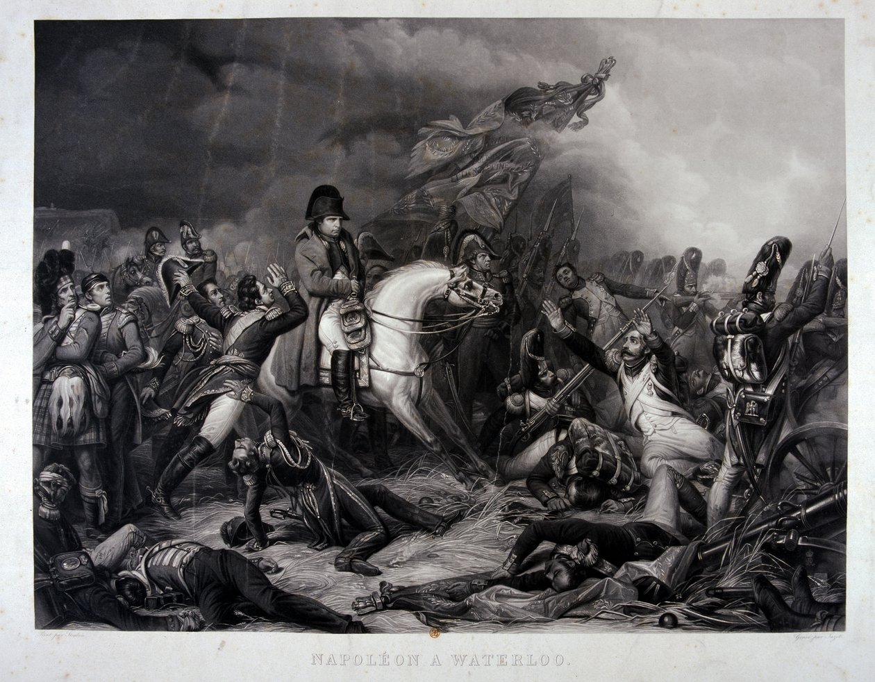 Napoleón (1769-1821) en la Batalla de Waterloo, 1815 de Carl von Steuben