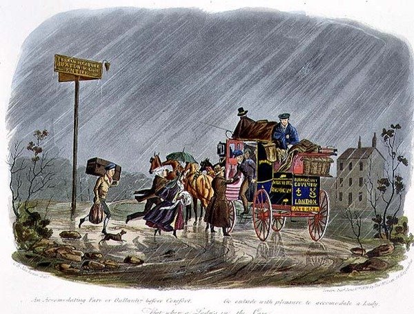 "Una Tarifa Acomodaticia, o Galantería antes que Comodidad", grabado por R.G. Reeve, publicado por Thomas McLean de Charles B. (after) Newhouse