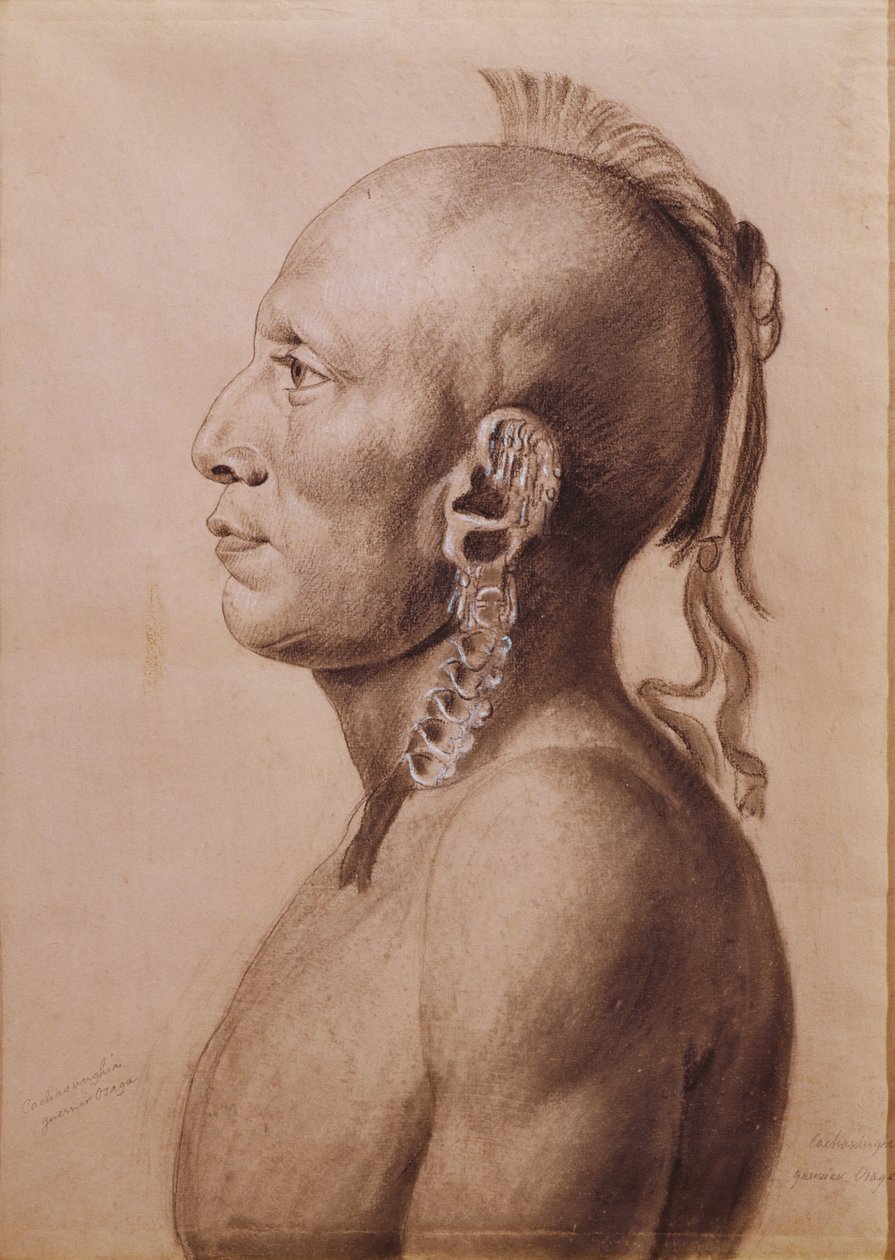 Cachasunghia, un guerrero Osage, 1806 de Charles Balthazar Julien Févret de Saint Mémin