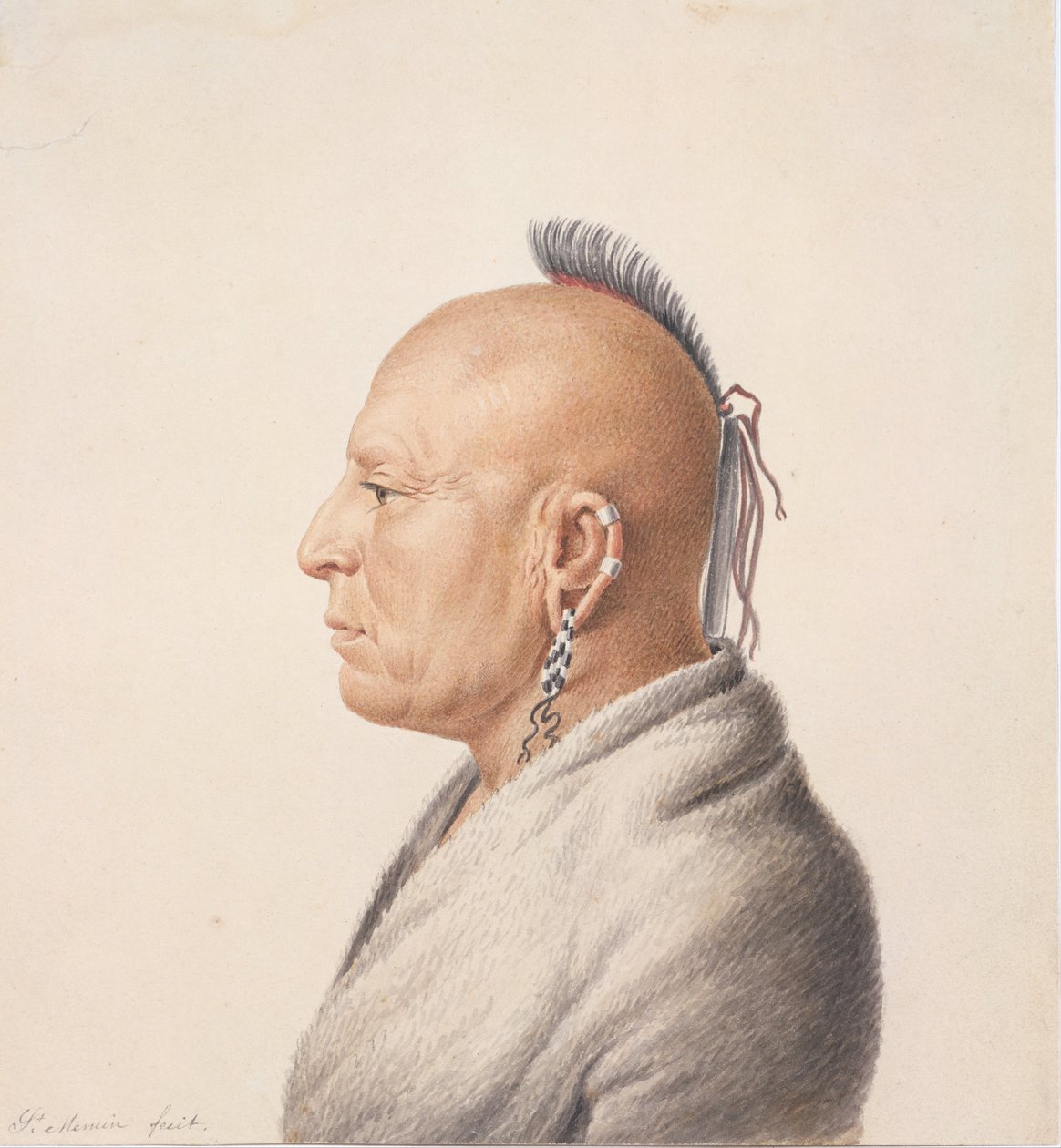 Guerrero Osage, 1805-7 de Charles Balthazar Julien Févret de Saint Mémin