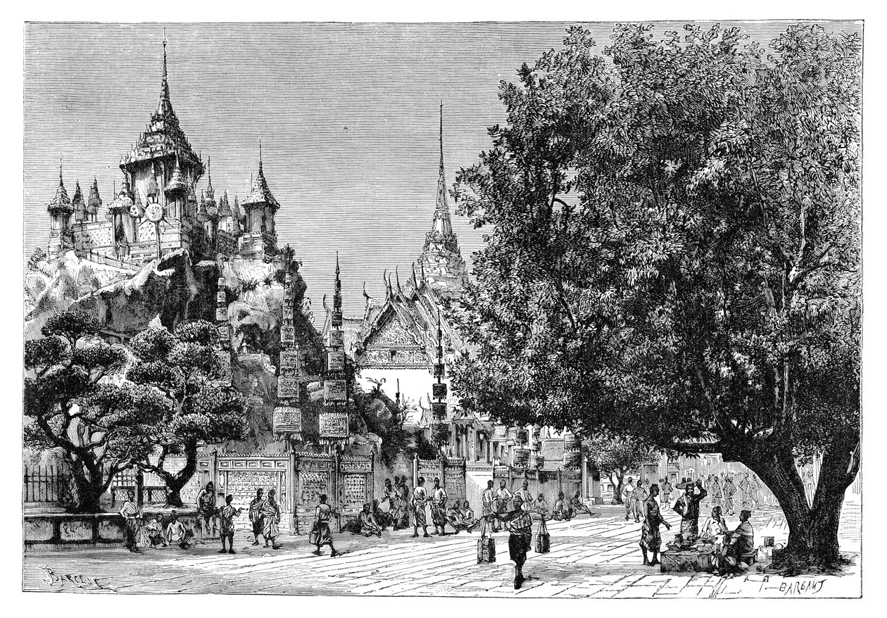 Una calle en Bangkok, Tailandia, 1895 de Charles Barbant