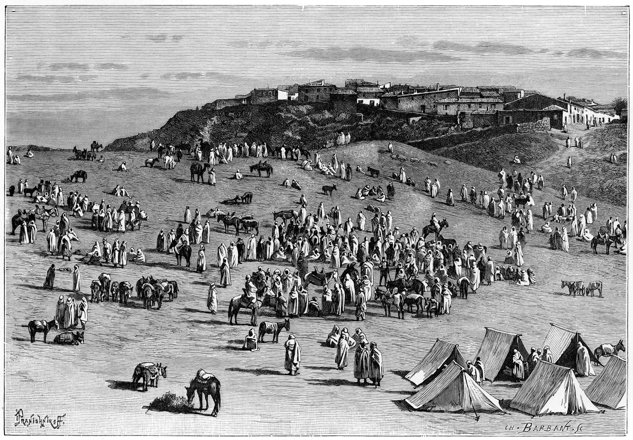 Pueblo y mercado de Boghari, c1890 de Charles Barbant