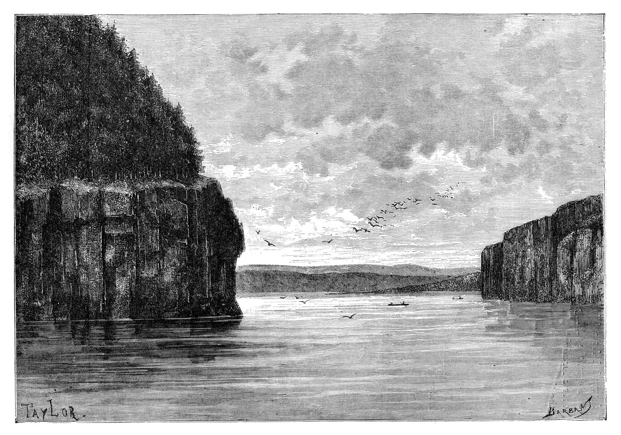 El río Angara, debajo de los rápidos de Padunskiy, Siberia, Rusia, 1895 de Charles Barbant