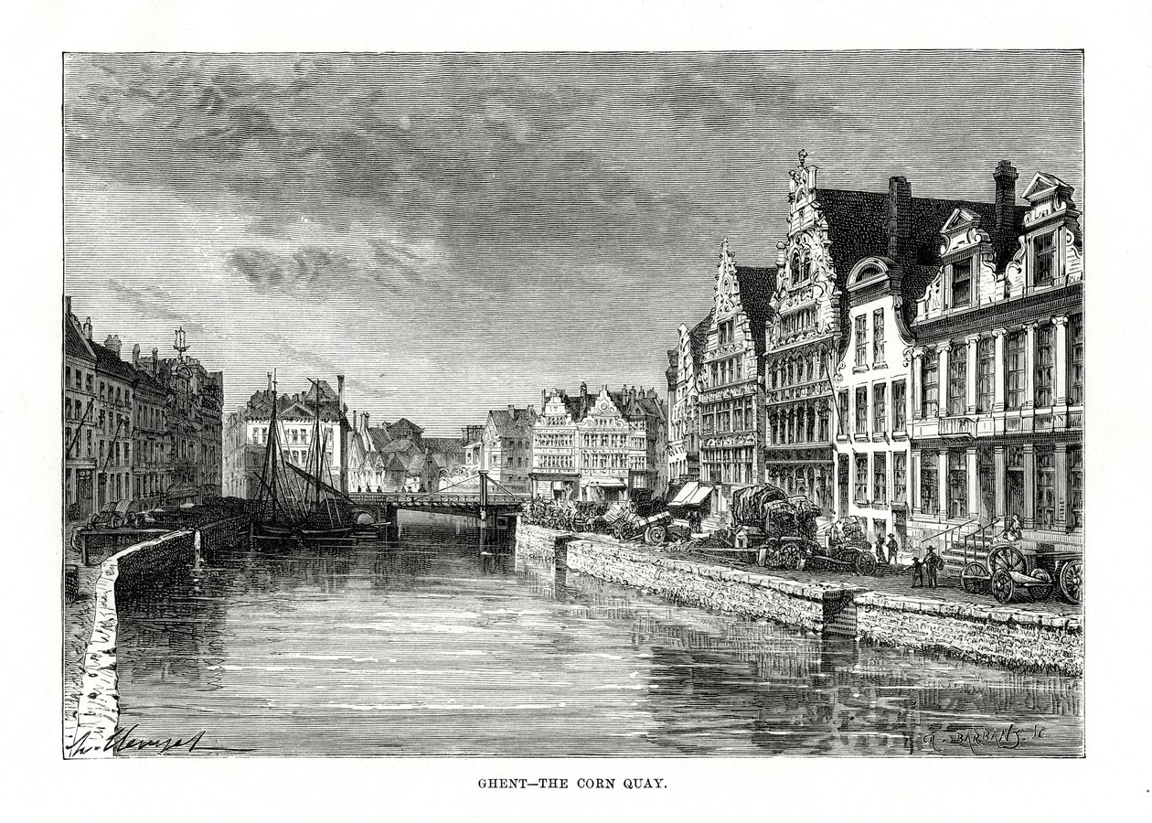 El muelle del maíz, Gante, Flandes, Bélgica, 1879 de Charles Barbant