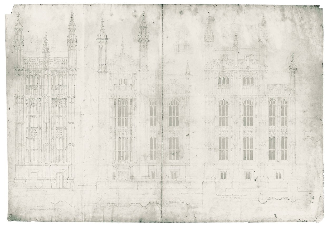 Dibujo para las Casas del Parlamento, c.1836-40 de Charles Barry