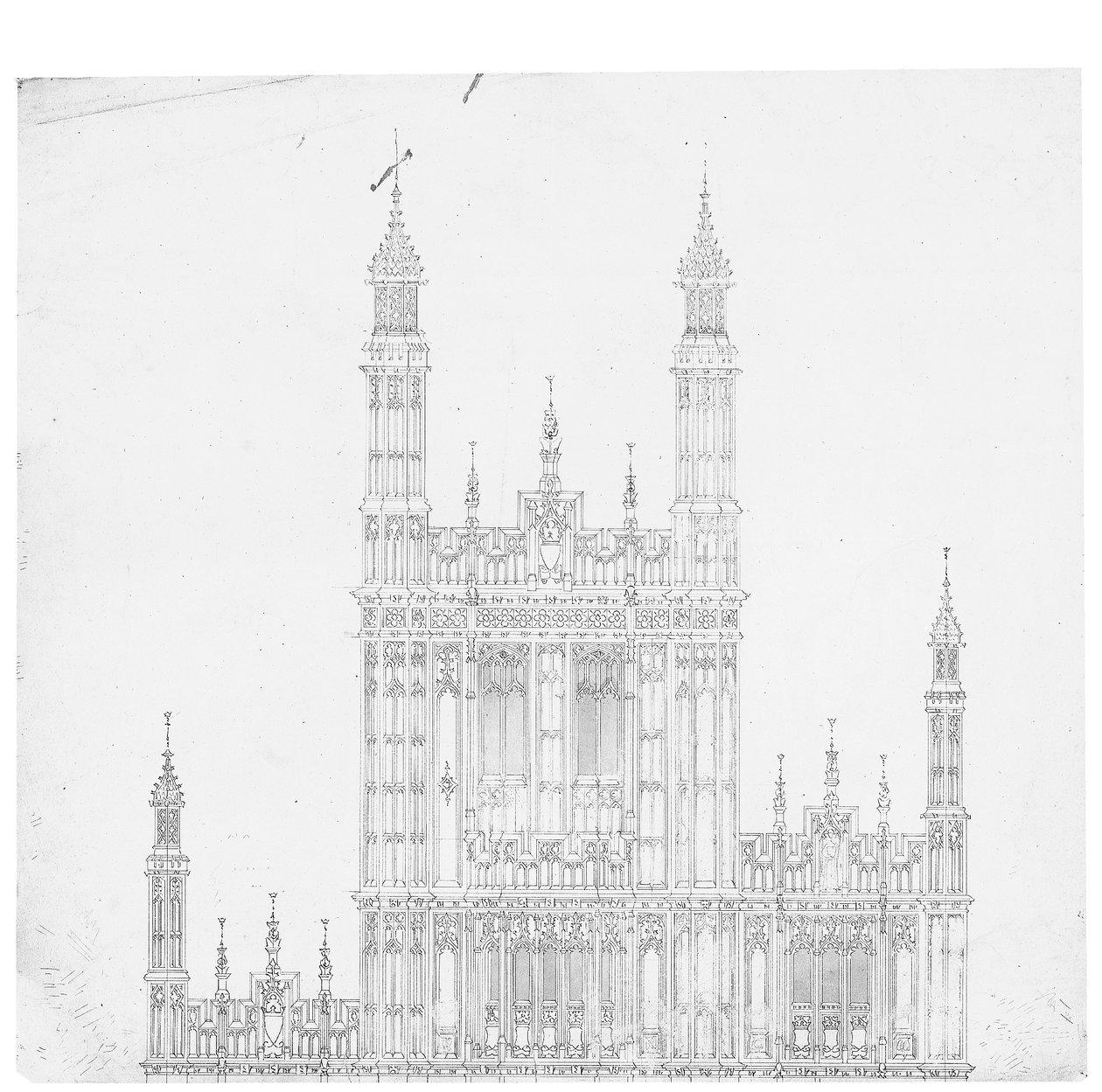 Dibujo para las Casas del Parlamento, c.1836-40 de Charles Barry