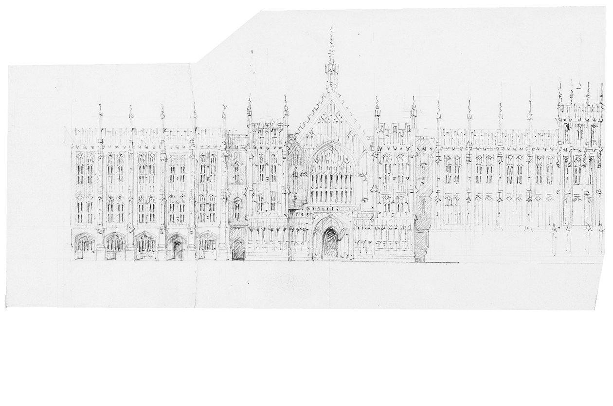 Dibujo para las Casas del Parlamento, c.1836-40 de Charles Barry