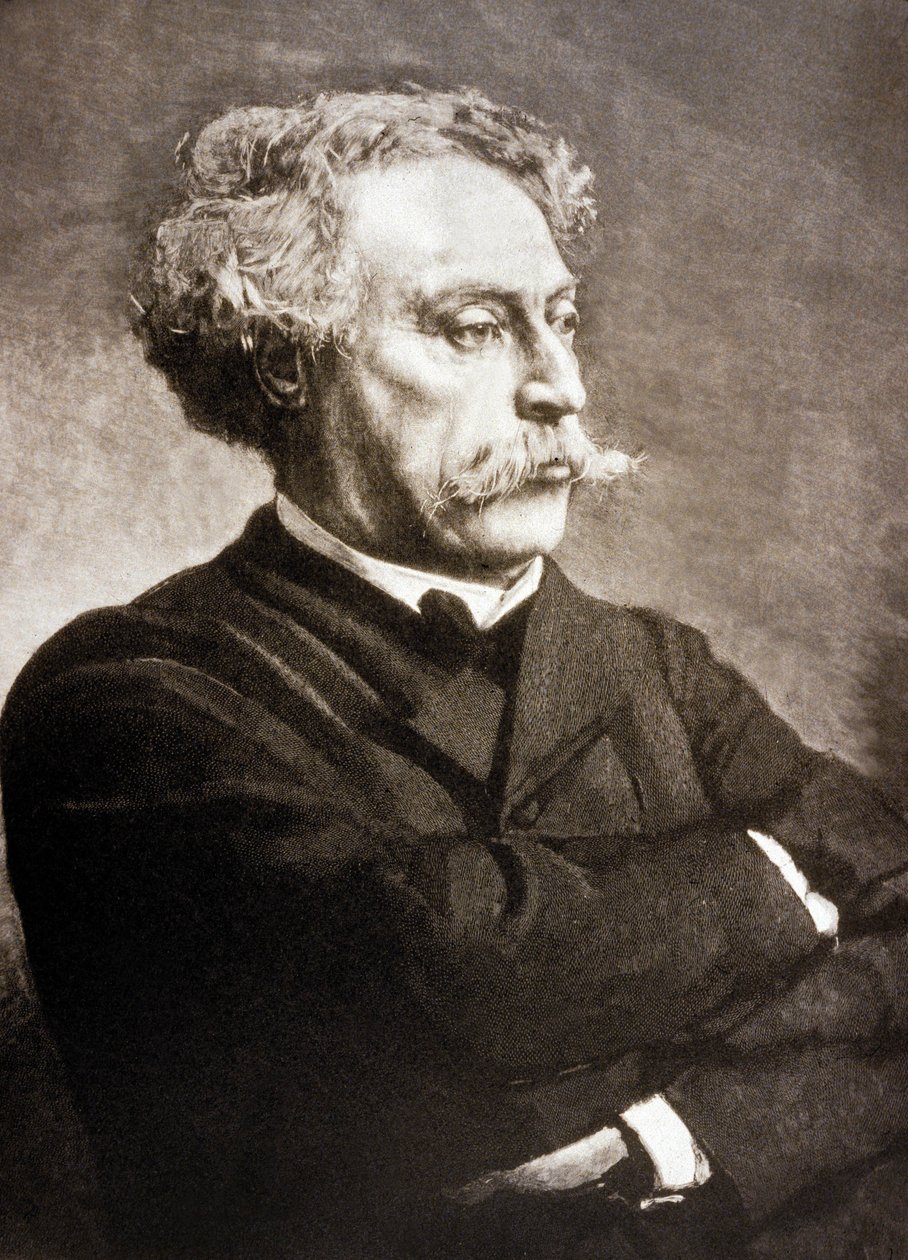 Alexandre Dumas Fils (1824-1895) escritor francés, según Leon Bonnat (grabado) de Charles Baude