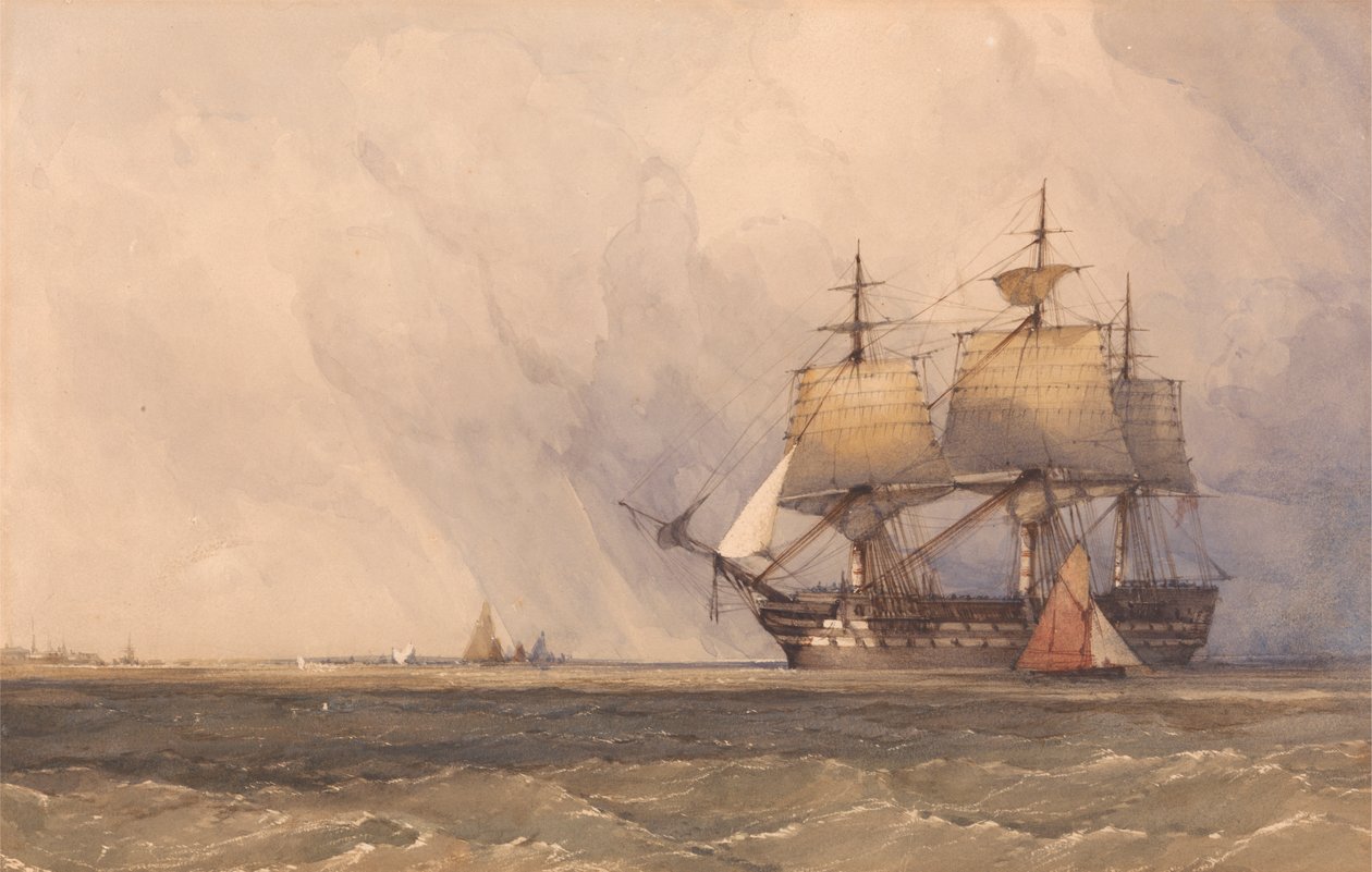 Escena costera con transporte marítimo de Charles Bentley