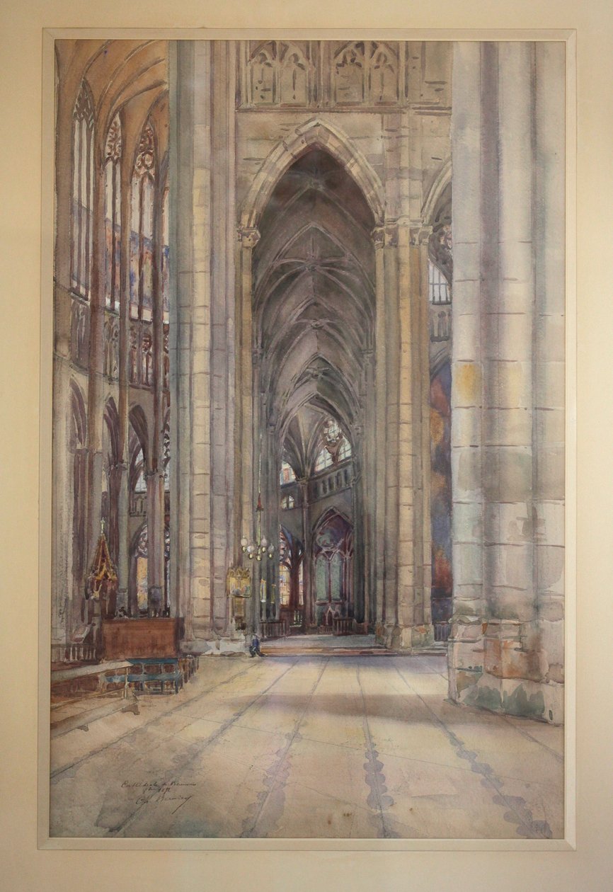 Interior de la Catedral de Beauvais, c.1896 (acuarela) de Charles Bernier