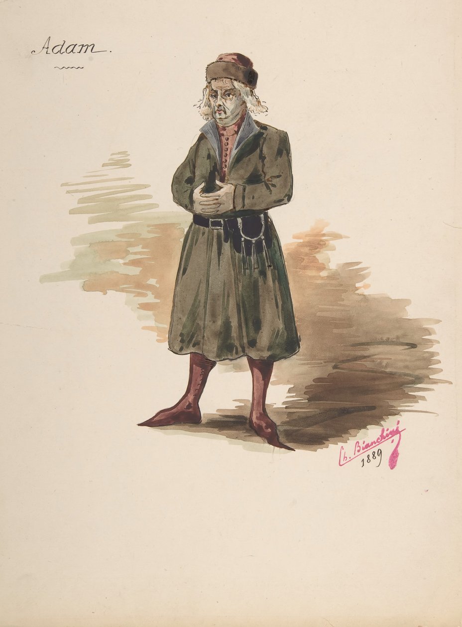 Diseño de vestuario para Adán, 1889 de Charles Bianchini