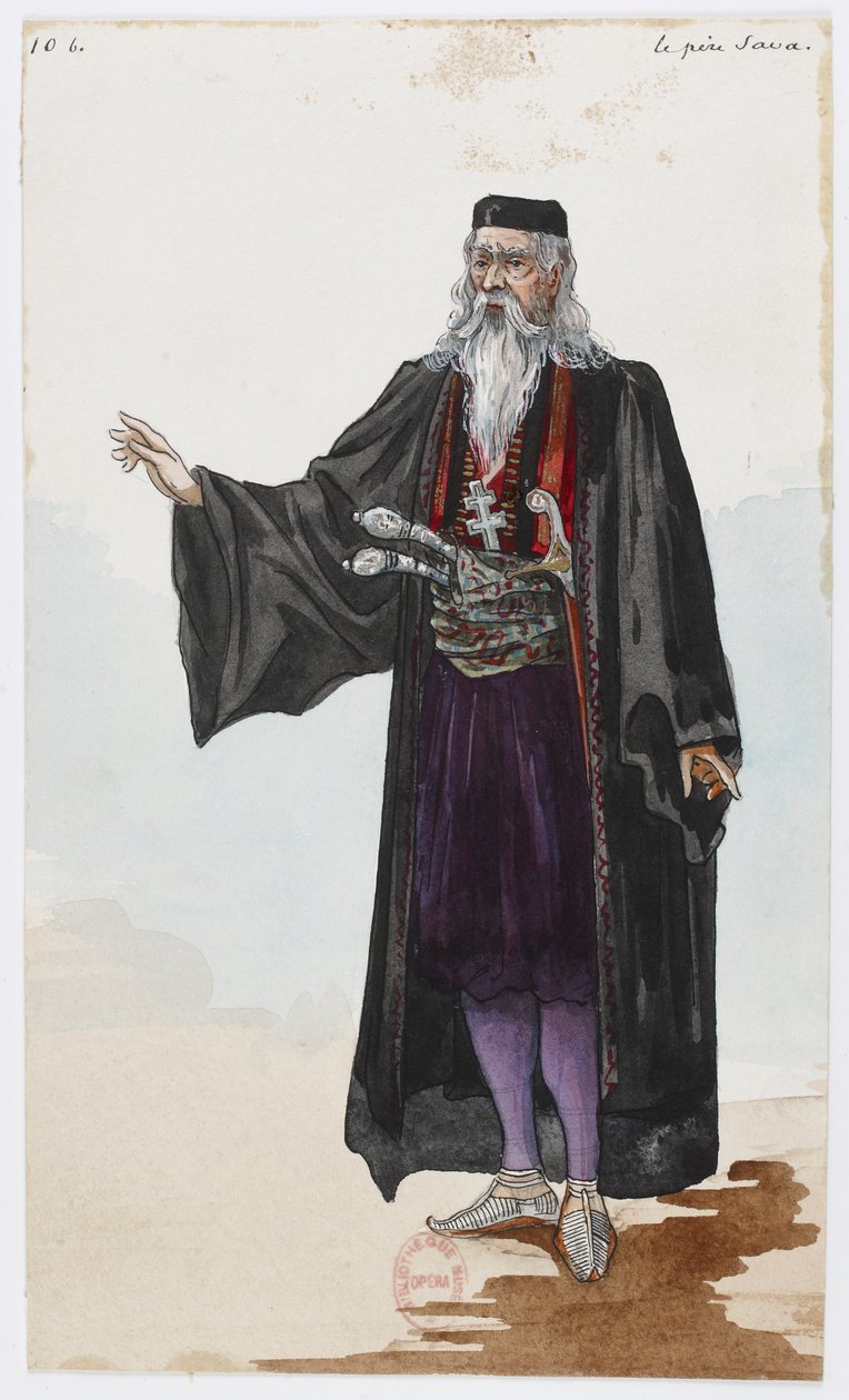 Holmès - La Montaña Negra - diseños de vestuario de Charles Bianchini - 10b. Padre Sava de Charles Bianchini