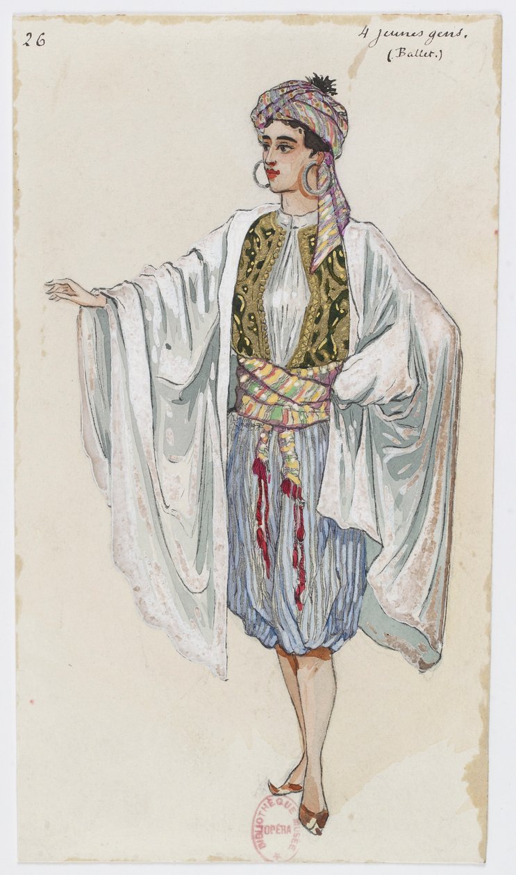 Holmès - La Montaña Negra - diseños de vestuario de Charles Bianchini - 26. Cuatro jóvenes. Ballet de Charles Bianchini