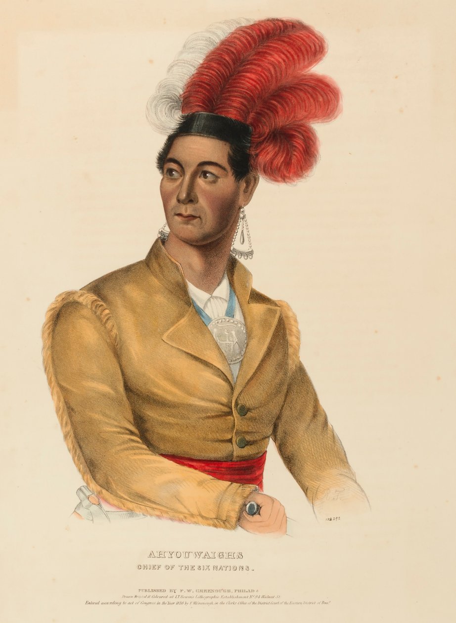 AHYOUWAIGHS. JEFE DE LAS SEIS NACIONES, de Historia de las Tribus Indias de Norteamérica de Charles Bird King