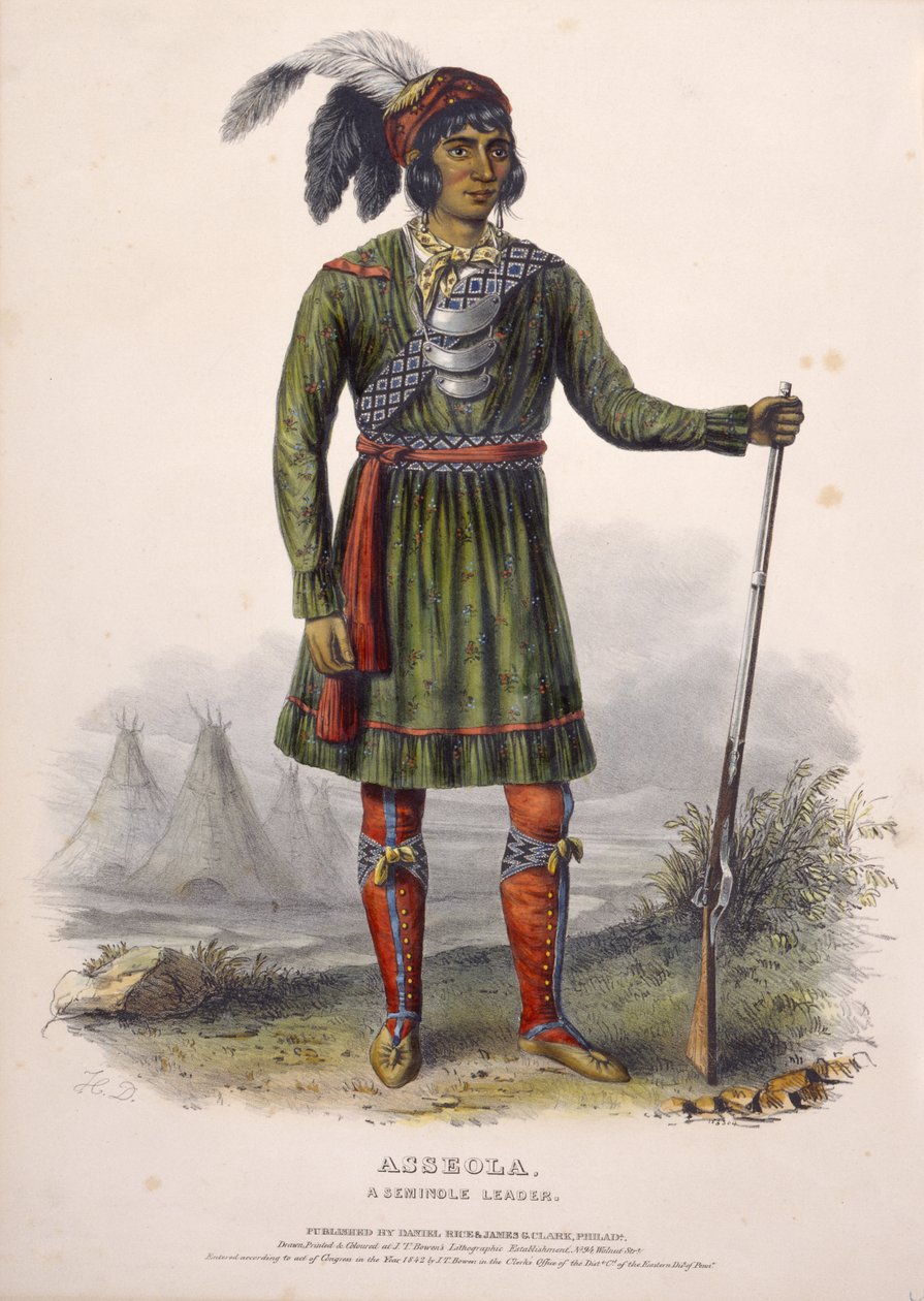 ASSEOLA, LÍDER SEMINOLE, de Historia de las Tribus Indias de Norteamérica de Charles Bird King