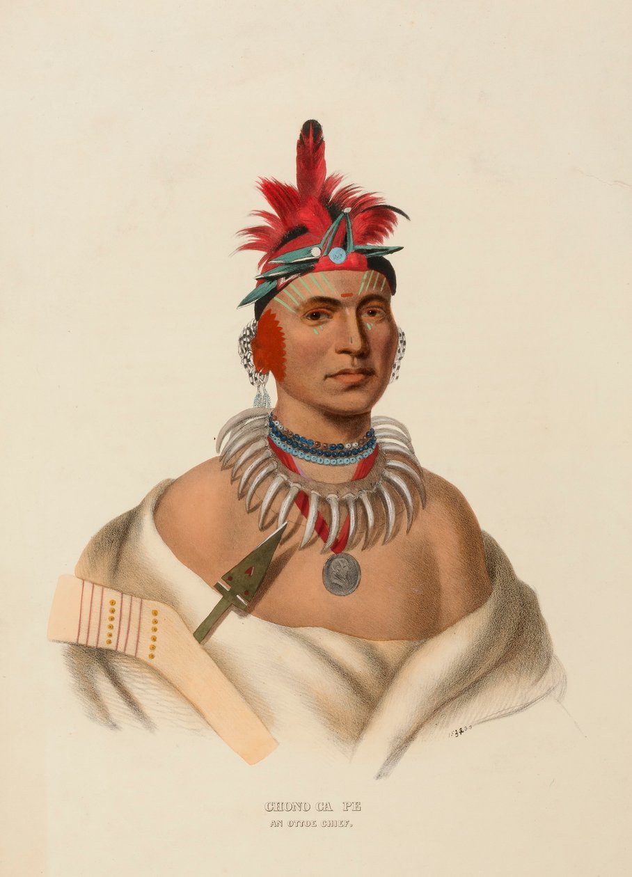 CHONO CA PE. AN OTTOE CHIEF., de Historia de las Tribus Indias de Norteamérica de Charles Bird King