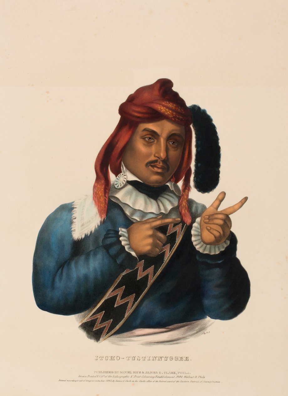 ITCHO-TUSTINNUGGEE, de Historia de las Tribus Indias de Norteamérica de Charles Bird King