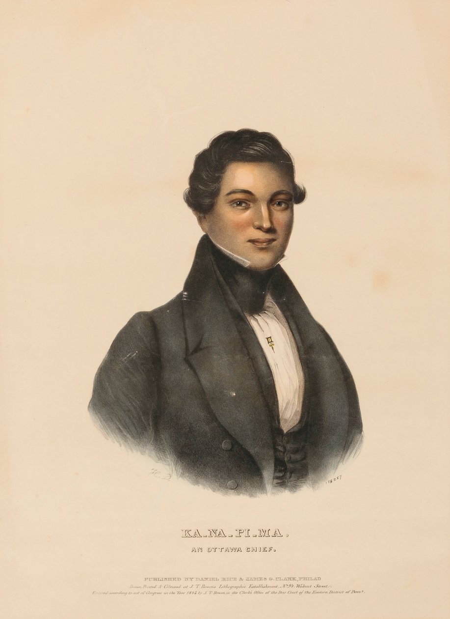 KA-NA-PI-MA, UN JEFE OTTAWA, de Historia de las Tribus Indias de Norteamérica de Charles Bird King
