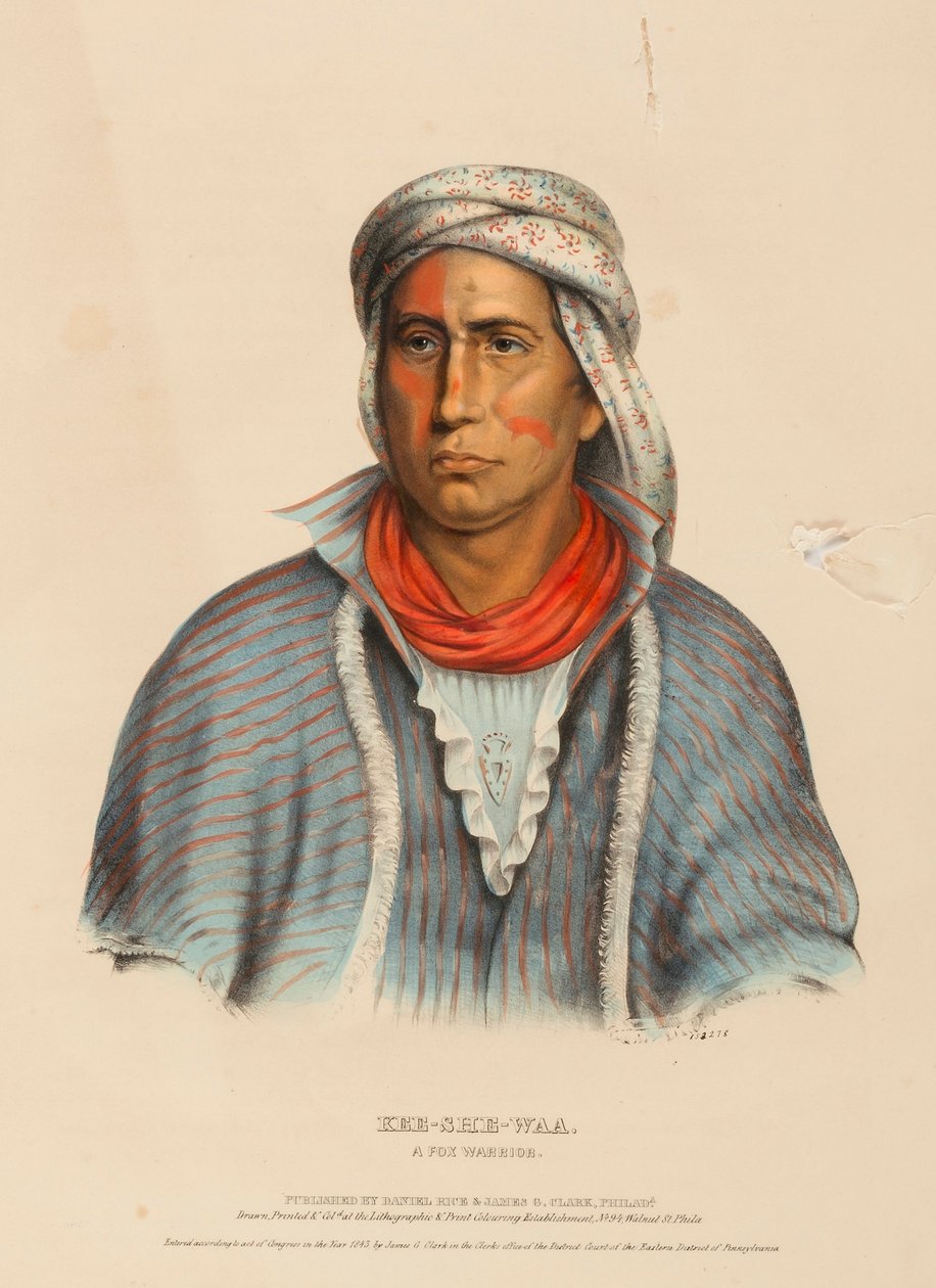KEE-SHE-WAA. A FOX WARRIOR, de History of the Indian Tribes of North America. de Charles Bird King