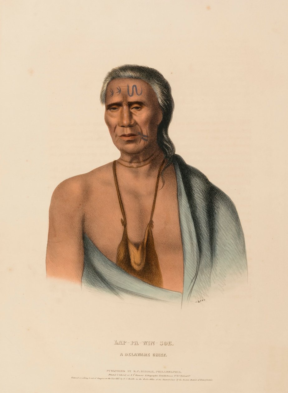LAP-PA-WIN-SOE. A DELAWARE CHIEF., de History of the Indian Tribes of North America de Charles Bird King