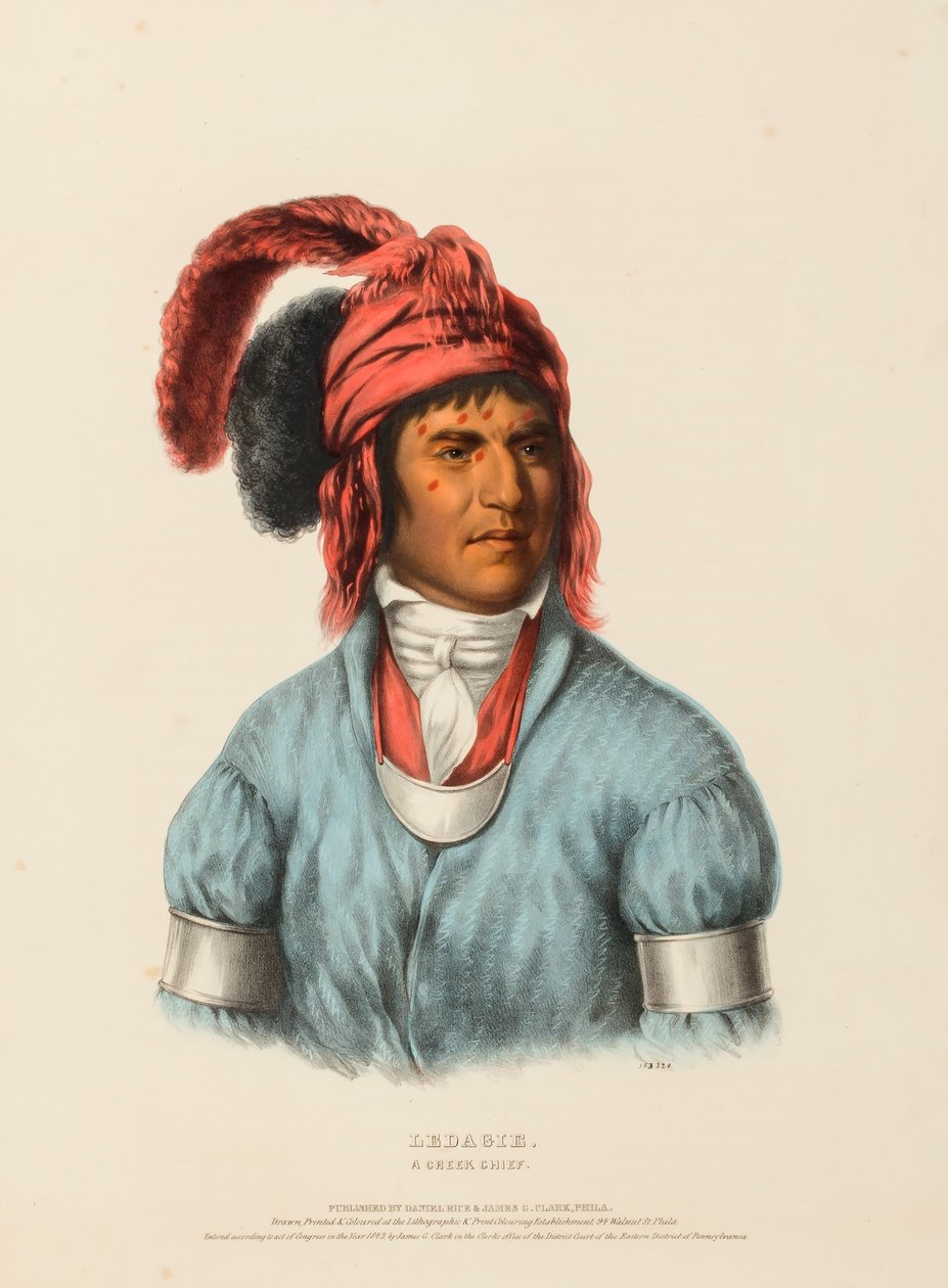 LEDAGIE A CREEK CHIEF, de History of the Indian Tribes of North America de Charles Bird King
