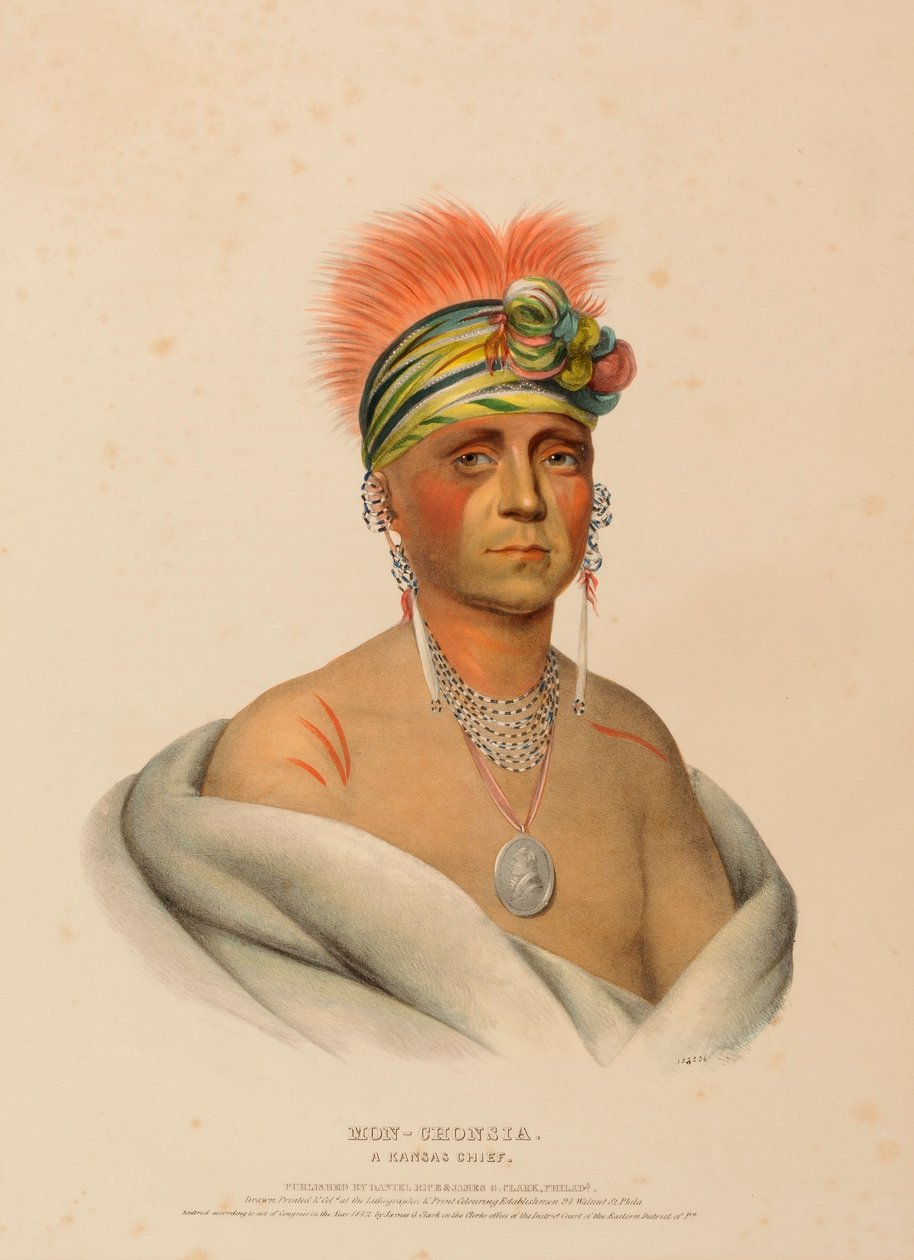 MON-CHONSIA A KANSAS CHIEF, de History of the Indian Tribes of North America de Charles Bird King