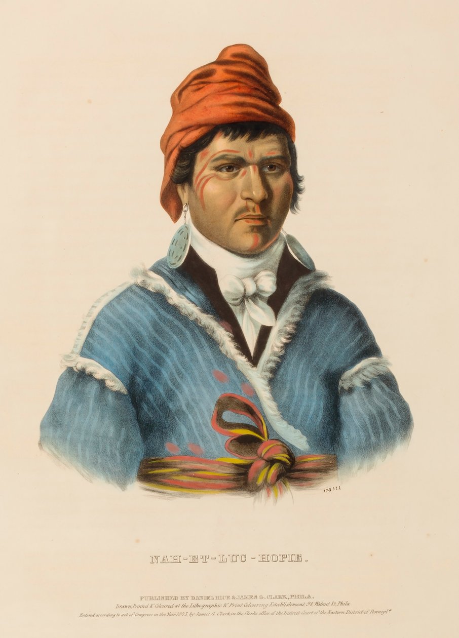 NAH-ET-LUC-HOPIE., de Historia de las Tribus Indias de Norteamérica de Charles Bird King
