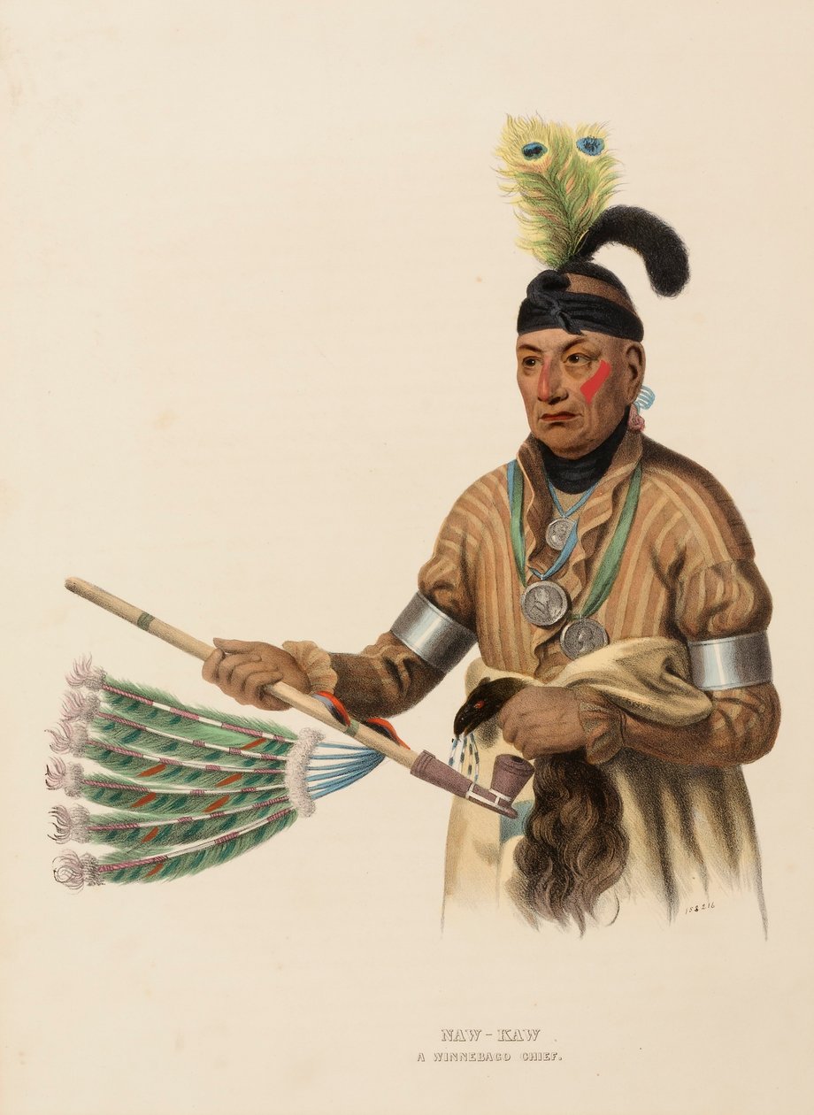 NAW-KAW. A WINNEBAGO CHIEF, de History of the Indian Tribes of North America de Charles Bird King