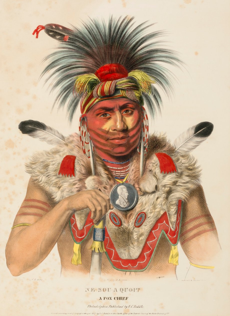 NE-SOU-A-QUOIT. A FOX CHIEF., de History of the Indian Tribes of North America de Charles Bird King