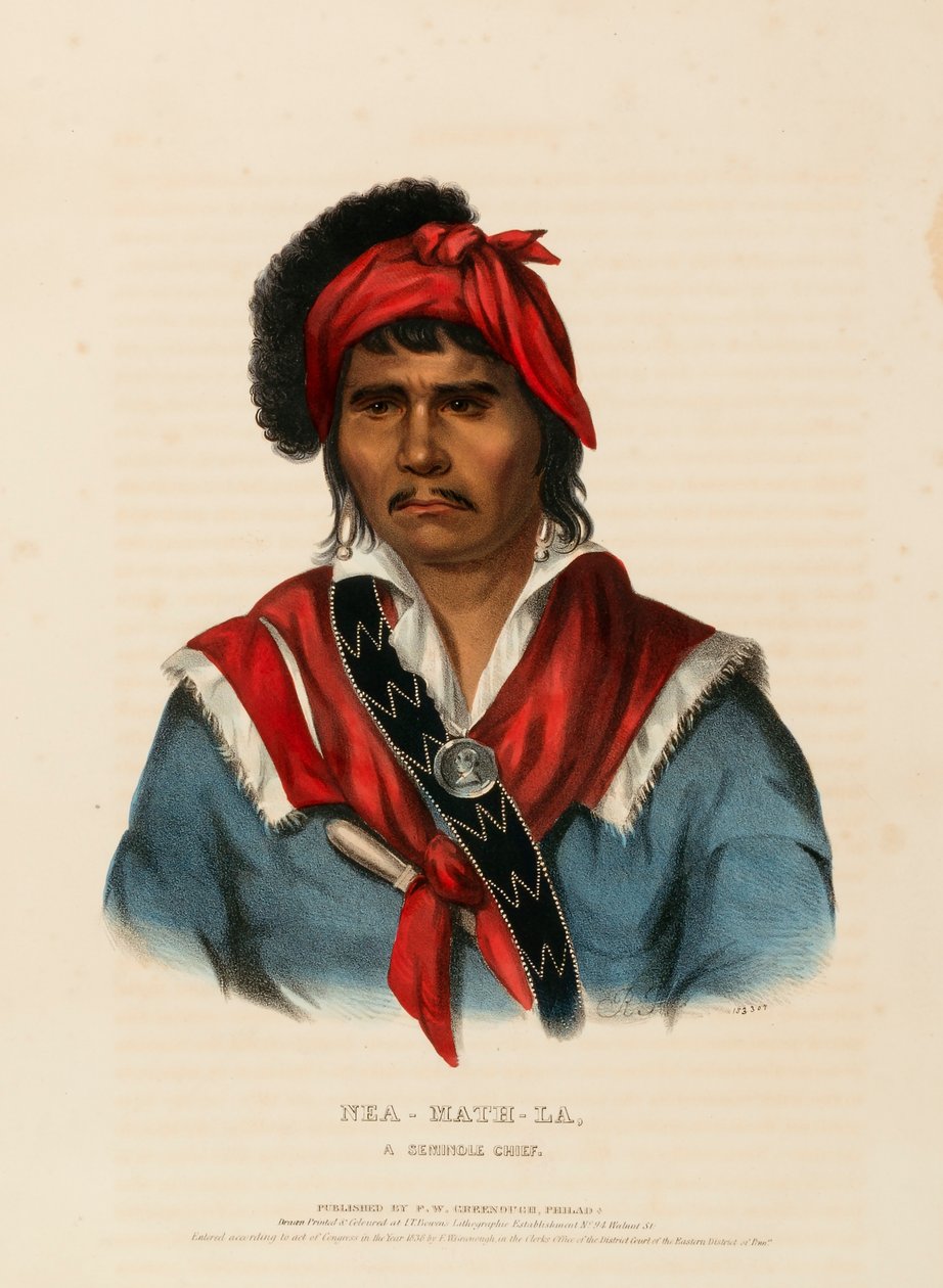 NEA-MATH-LA, UN JEFE SEMINOLE, de Historia de las Tribus Indias de Norteamérica de Charles Bird King