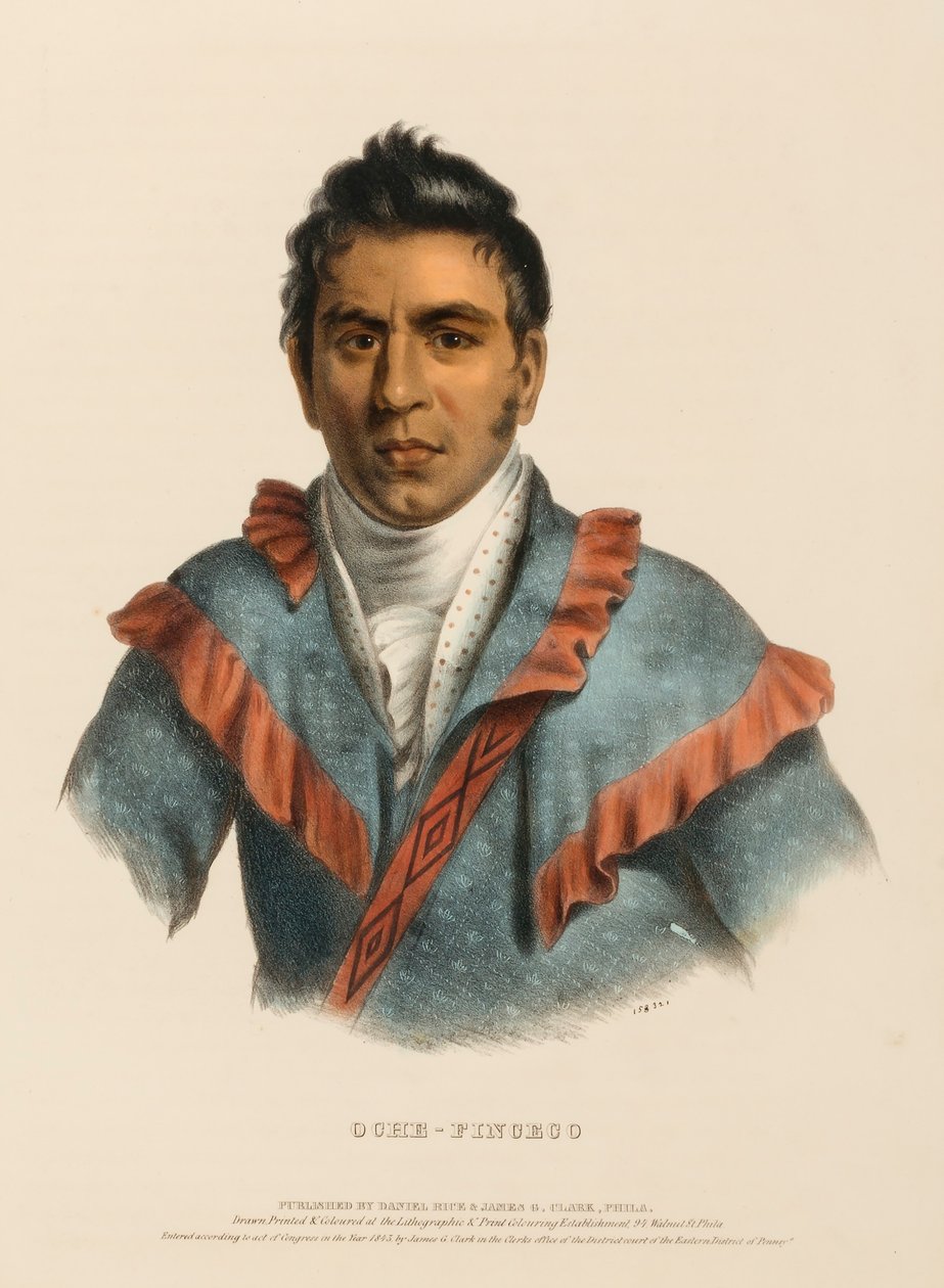 OCHE-FINCECO, de Historia de las tribus indias de Norteamérica de Charles Bird King