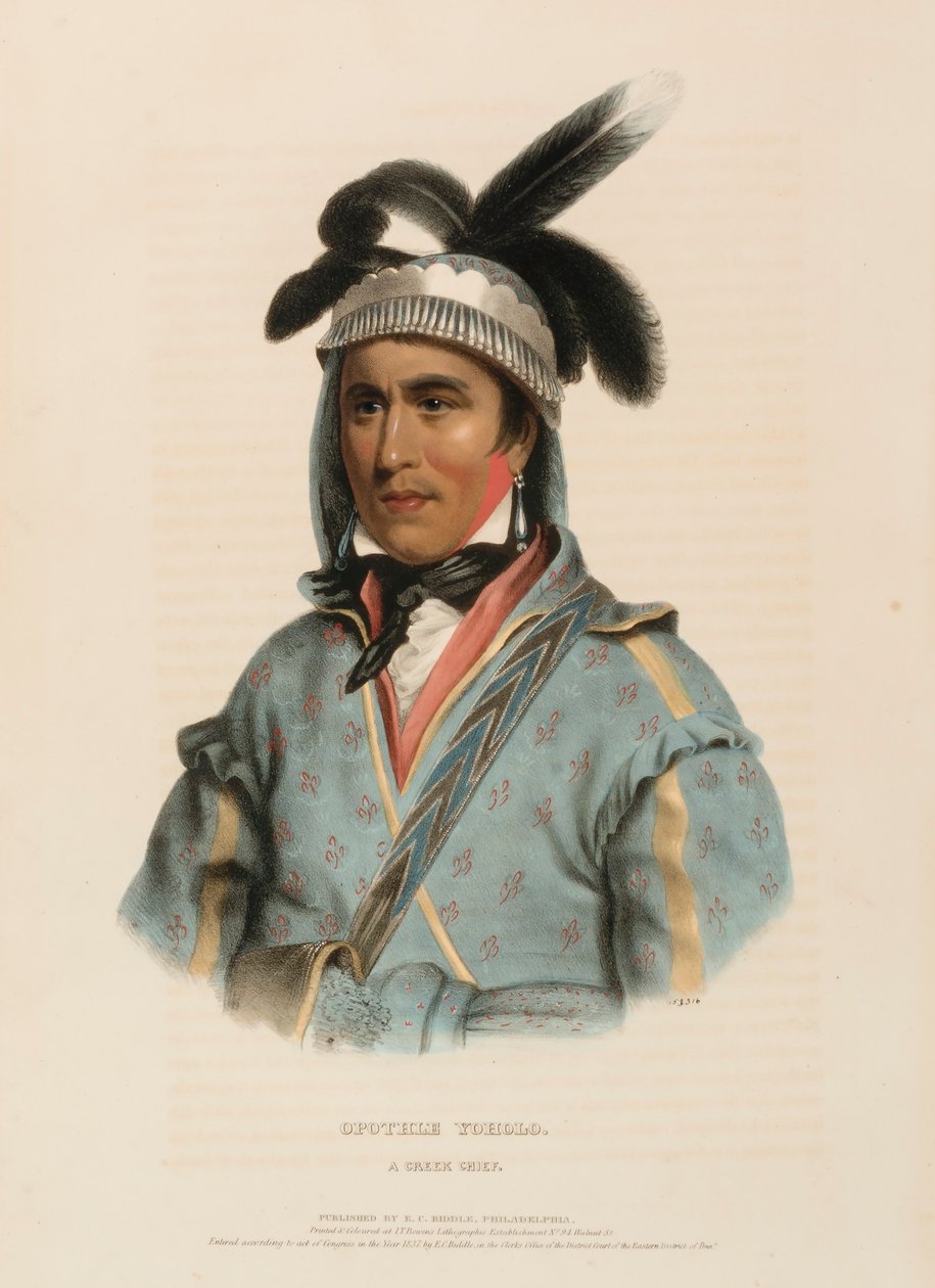 OPOTHLE YOHOLO. A CREEK CHIEF., de History of the Indian Tribes of North America de Charles Bird King