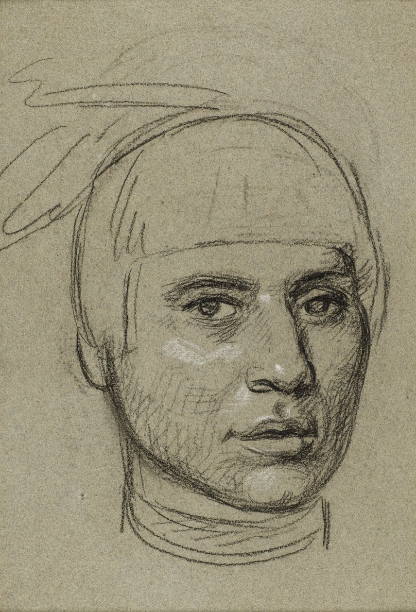 Estudio para un retrato de No-Tin (Viento), un líder ojibwe de Charles Bird King