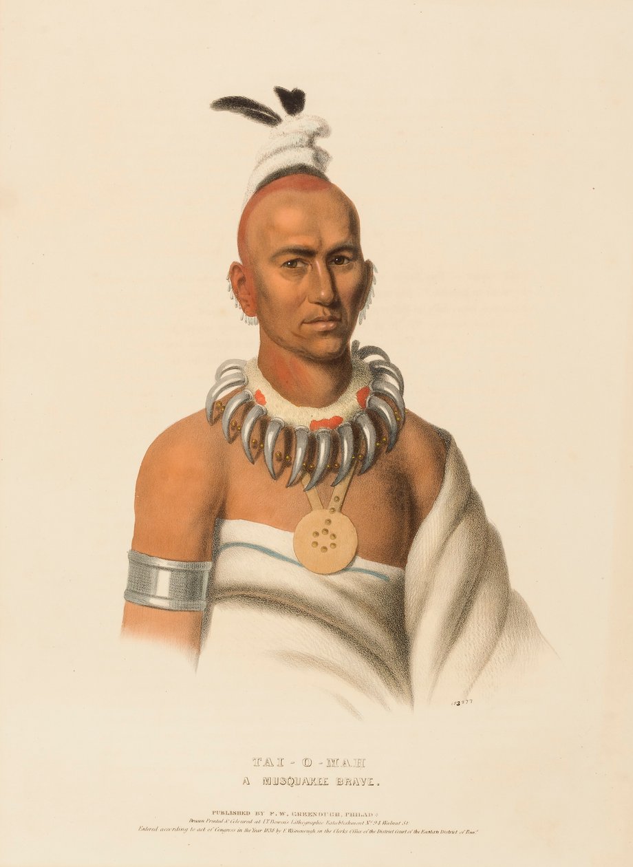 TAI-O-MAH A MUSQUAKEE BRAVE., de History of the Indian Tribes of North America de Charles Bird King