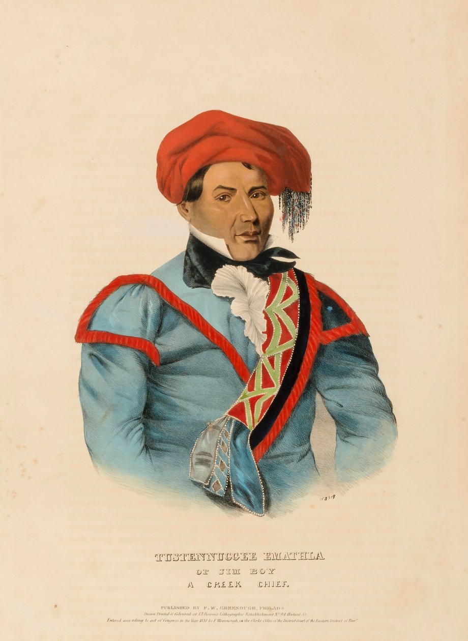 TUSTENNUGGEE EMATHLA, de Historia de las Tribus Indias de Norteamérica de Charles Bird King