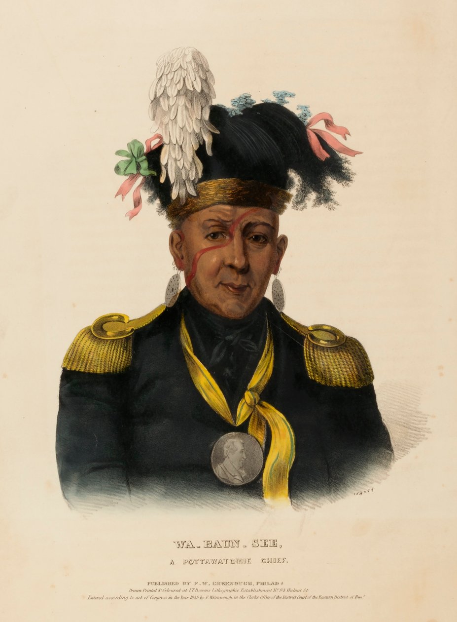WA-BAUN-SEE, JEFE POTTAWATOMIE, de Historia de las Tribus Indias de Norteamérica de Charles Bird King