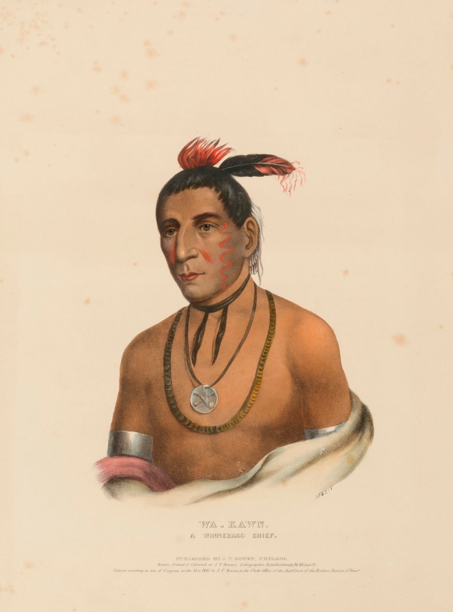 WA-KAWN, UN JEFE WINNEBAGO, de Historia de las Tribus Indias de Norteamérica de Charles Bird King