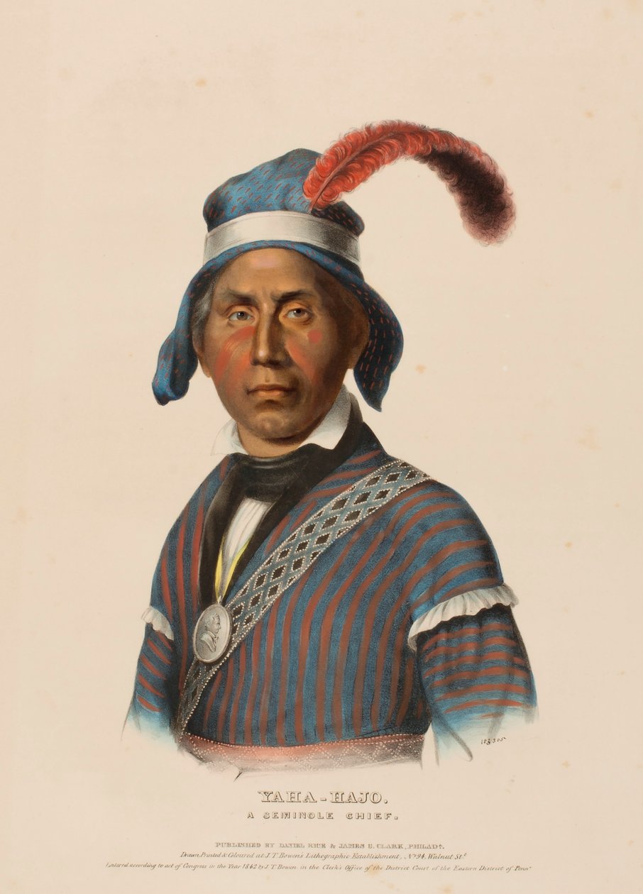 YAHA-HAJO A SEMINOLE CHIEF, de History of the Indian Tribes of North America de Charles Bird King